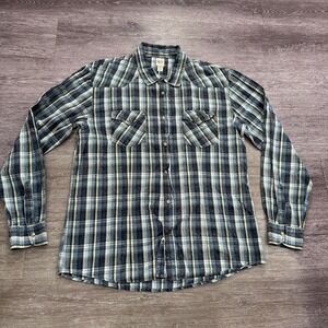 Buckle BKE Shirt‎ Adult 2XL Plaid Pearl Snap Western Contour Rodeo Rancher Mens